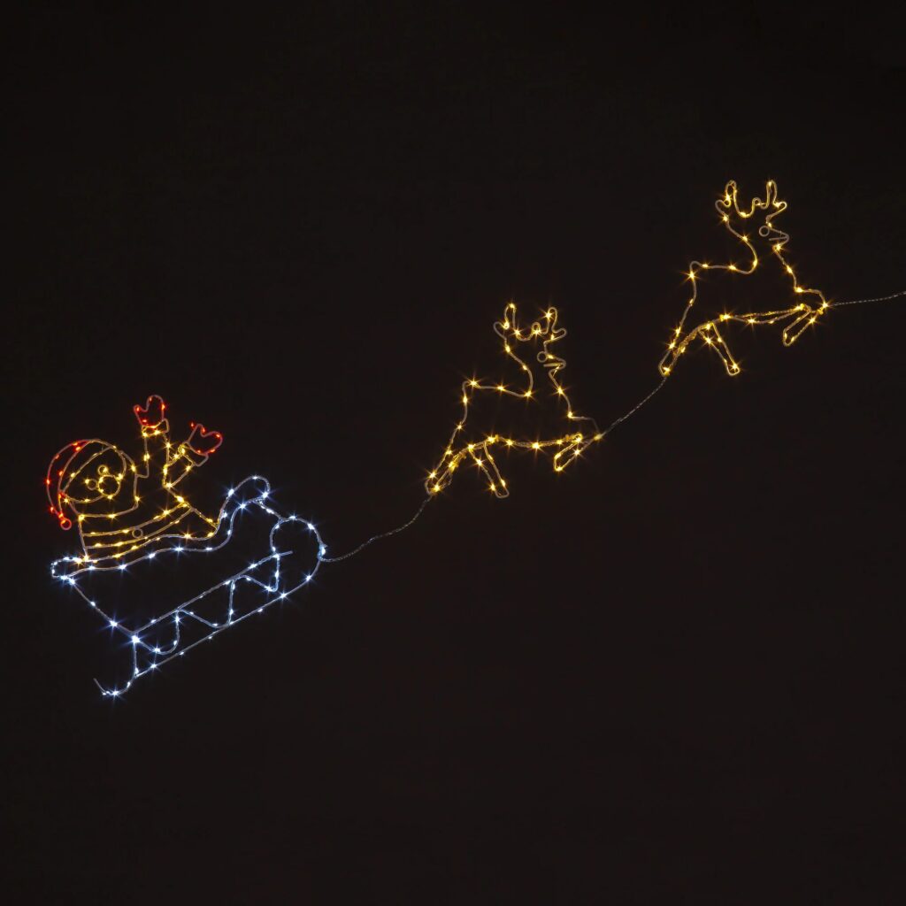 SnowTime 51cm Light Up Santa, Sleigh & Reindeer Silhouette 5029936922014 2